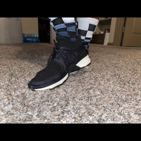 Chanel Black Stretch Fabric and Satin Sneakers - Picture 8 of 10